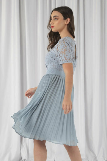 Wrap Lace Pleated Dress Double Second